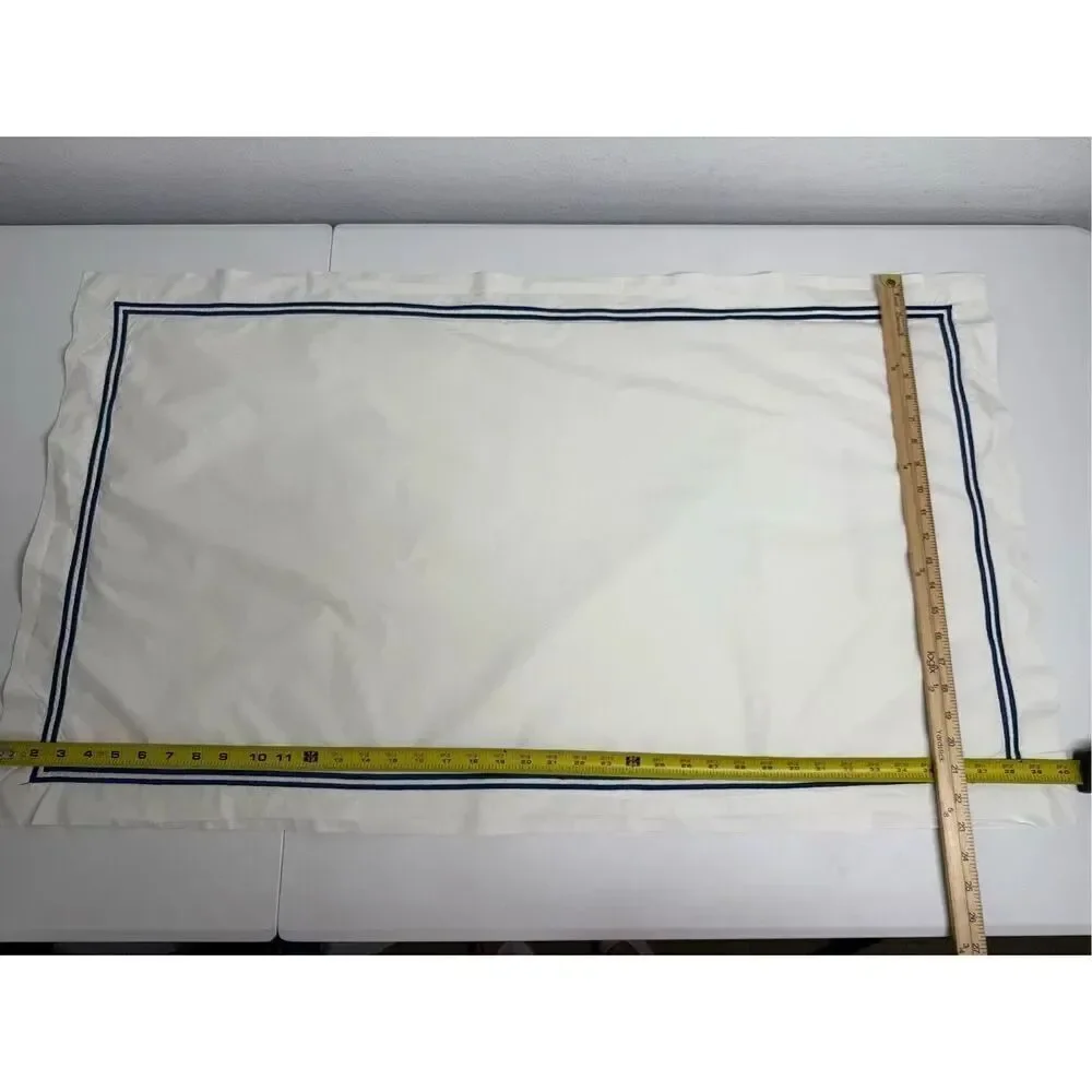 Mastro Raphael Cotton Pillowcase Blue Trim Made in Italy Size 21” X 35” See Note